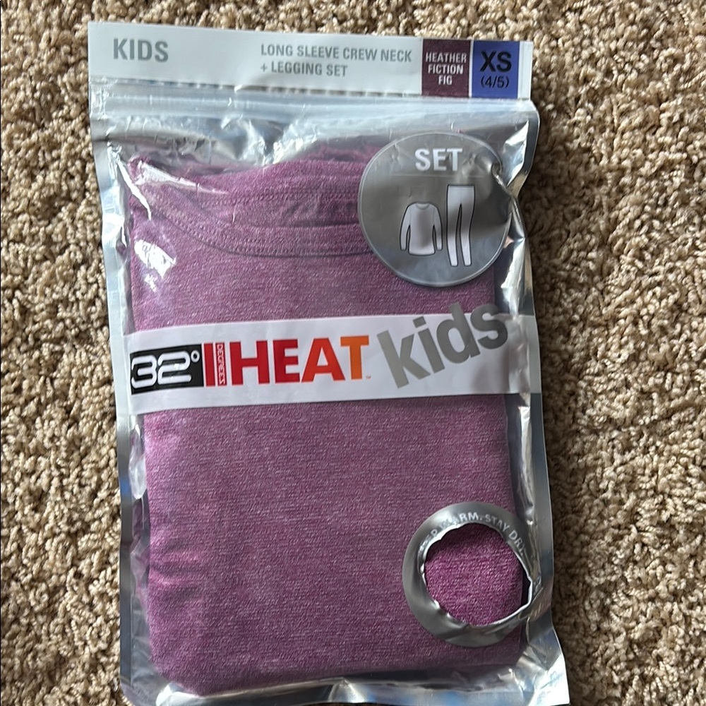 32 Degrees Kids Purple Long Sleeve Crew Neck + Legging Set